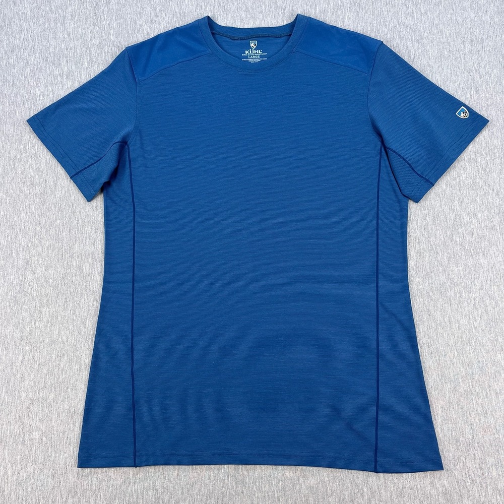 Kuhl Virtuoso Short Sleeve T-Shirt Mens Large Blue Merino Wool Blend Crewneck